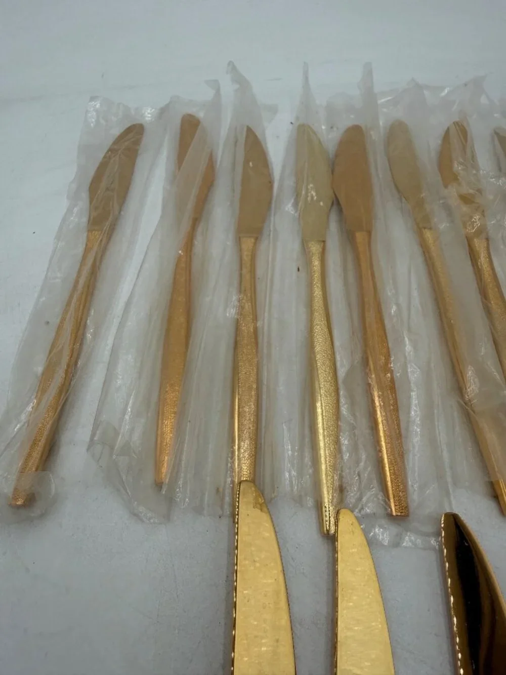 Florentine Gold Stainless Steel Butter Knives Set 13 Textured Handles MCM